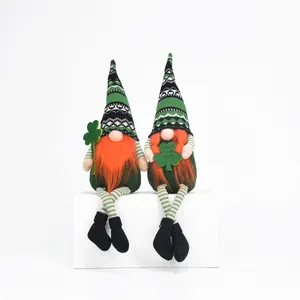 Commercio all'ingrosso Giorno di san Patrizio Irlanda Vacanze di Pasqua Regali di Saint Patrick Decorazioni Verde Seduta Gnomes Con Trifoglio