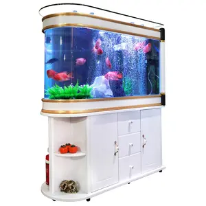 Wholesale large living room home decoration medium-sized ultra-white bullet ecological glass fish tank aquarium