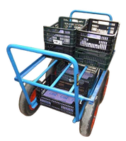Chariot de récolte agricole en acier thermolaqué à 4 roues pour serres – Vente en gros