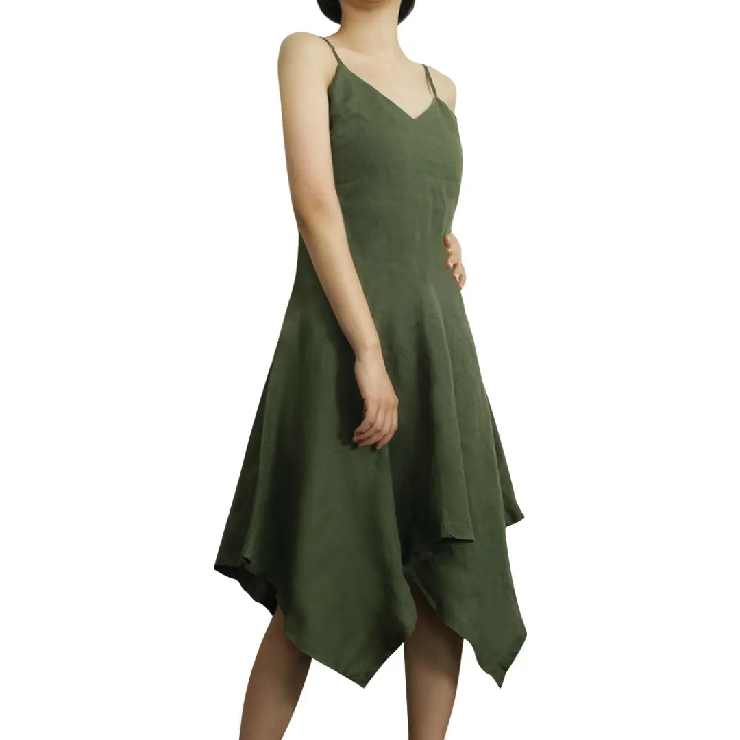Sexy linen dress women summer French Flax linen fashion casual slip dress holiday daily sundress cooling clothes