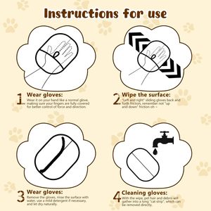 Gants anti-poils pour animaux de compagnie en promotion - Brosse en tissu maillé statique double sens pour chats et chiens, outil de nettoyage magique réutilisable - Product Image 6