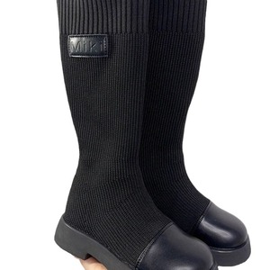 Fashion Girls Short <b>Knee</b> <b>High</b> Boots Kids Rubber Boots Black Winter Boots for Kids - Product Image 5