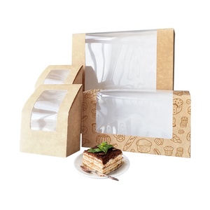 Cajas de pastelería para pasteles autoemergentes de grado alimenticio con ventana Cajas de postres de dulces Kraft marrones Cajas de panadería emergentes con impresión de logotipo personalizado - Product Image 5