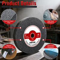 Roue abrasive non tissée de qualité supérieure, roue de polissage 8 pouces, roue abrasive en nylon non tissé pour meuleuse de banc