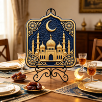 Ornement de bureau en résine UV en gros, motif floral 3D en relief de mosquée du Ramadan, décoration de table pour la maison, support personnalisé