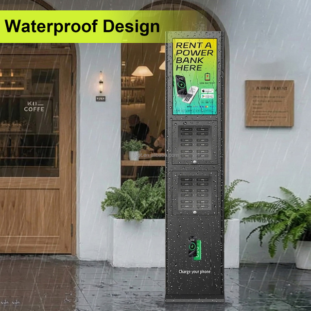Water-poof Mobile Charging Station Kiosk Oem Commercial 24 Slot Phone Charger Vending Machine Power Bank Rent Sharing