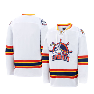Maillot de gardien de but blanc des Capitals de Washington, avec rayures, logo brodé en twill, respirant, séchage rapide, maillot de hockey sur glace - Product Image 1
