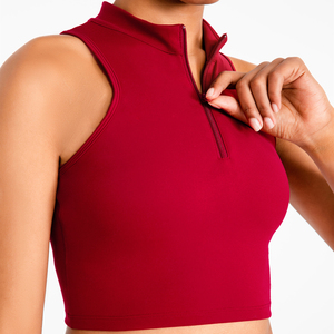 SHINBENE-sujetadores deportivos de cuello alto para mujer, top de entrenamiento con media cremallera para Fitness y Yoga - Product Image 6