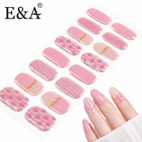 Autocollants pour ongles en gel UV semi-durcis E&A, style French Manucure, non toxiques, écologiques, auto-adhésifs, à usage unique, style pailleté
