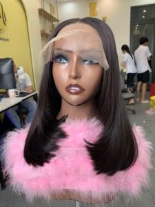 Natural Color Human Hair Extensions Machine Double Weft Frontal Straight styling <b>Wig</b> - Product Image 1