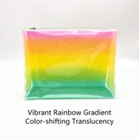 Sac cadeau en PVC transparent à dégradé arc-en-ciel avec logo personnalisé, faible MOQ, pour demoiselle d'honneur, sac de plage d'été, trousse de maquillage, organiseur de toilette