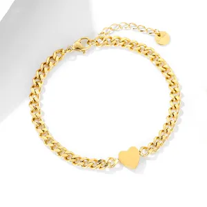 European And American Punk Style Colorless Heart Bracelet Set For Couple