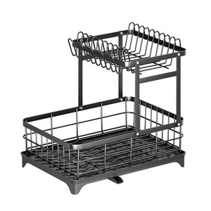 <span class=keywords><strong>Escurridor</strong></span> de platos sobre el fregadero con sistema de drenaje automático, juego de cuchillos para utensilios, soporte para tabla de cortar, estante de vidrio - Product Image 3