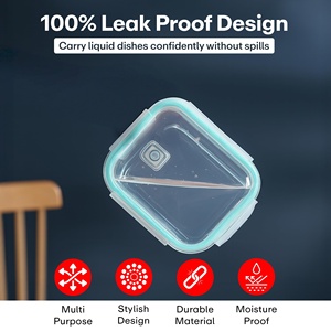 Ensemble de contenants de stockage alimentaire en verre au design moderne, colorés, sans BPA, compatibles micro-ondes, multifonctionnels, grande capacité - Product Image 4