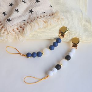 Accessoires pour bébé, <span class=keywords><strong>attache</strong></span>-sucette <span class=keywords><strong>personnalisable</strong></span> en acier inoxydable doré avec perle en silicone, sans BPA - Product Image 5