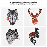 Patchs thermocollants Loup Cerf Léopard pour vêtements, chapeaux, sacs, chaussettes, appliques décoratives pour uniformes, bricolage et personnalisation