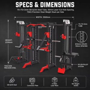 REYK Estación de Gimnasio <span class=keywords><strong>Multifuncional</strong></span> con Rack de Potencia de Ocho Postes, Máquina Smith, Brazos, Pecho, Piernas, Equipo de <span class=keywords><strong>Entrenamiento</strong></span> de Fuerza, Estación de Gimnasio Universal - Product Image 2