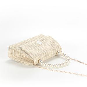 Hawaii Stile di Paglia <span class=keywords><strong>Beige</strong></span> Carino Crossbody Bag <span class=keywords><strong>Con</strong></span> Manico Perla Tracolla a <span class=keywords><strong>Catena</strong></span> <span class=keywords><strong>Borsa</strong></span> Da Spiaggia - Product Image 4