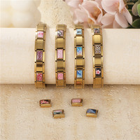 Breloques de bracelet italien plaqué or à motifs esthétiques, mignonnes, chat noir, floral, vague océanique, pour bracelet empilable personnalisé