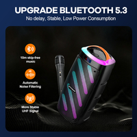 Altavoz de Karaoke Inalámbrico con Dos Bocinas de 6.5 Pulgadas, Luces LED RGB para Fiestas, Micrófono Inalámbrico, Batería Integrada, para Exteriores, 5.4