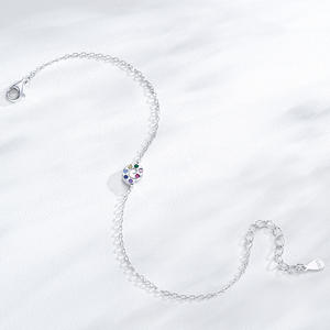 Bracelet en argent sterling S925 avec zircon arc-en-ciel et chaîne en forme d'escargot pour femmes - Un cadeau romantique pour un anniversaire - Version en cuivre personnalisable - Product Image 3