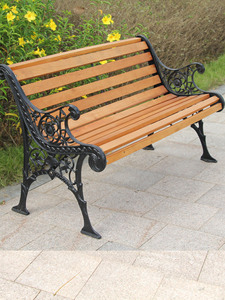 Livraison Gratuite - Design Minimaliste Moderne - Patio - Bois Massif - Jardin Extérieur - Anti-corrosion - Cadre en Fer Forgé - Double - Product Image 3