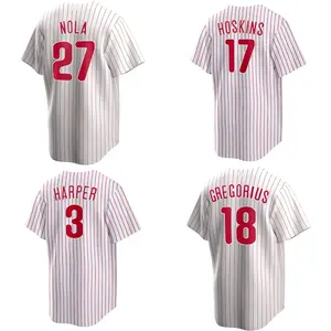 Großhandel Herren Philadelphia City Baseball Jersey #3 Bryce Harper #10 Realmuto #17 Hoskins rot genähte Phillie Team Uniform