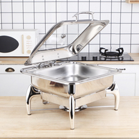 Ensemble de plats chauds rectangulaires de luxe en verre et acier inoxydable avec une capacité de 6 L pour une utilisation hôtelière