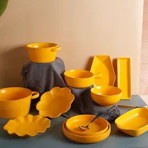 最新的设计创意陶瓷米汤谷物沙拉碗瓷釉餐具餐具套装吃饭