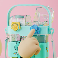 Nouveau été dessin animé enfants Double boisson tasses à eau enfants école Double compartiment bouteille d'eau divisé bac carré tasse en plastique