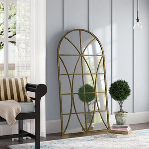 <span class=keywords><strong>Espejo</strong></span> de pared en forma de <span class=keywords><strong>ventana</strong></span> arqueado <span class=keywords><strong>Vintage</strong></span>, de longitud completa con marco de hierro para el hogar y la sala de estar - Product Image 2