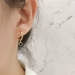 Boucles d'oreilles créoles en argent sterling avec zircon cubique Boucles d'oreilles créoles S925 Designer Boucles d'oreilles créoles personnalisées en zircon coloré - Product Image 6