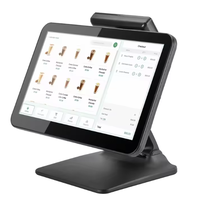 Yeni Katlanabilir 15.6 İnç Dokunmatik Ekranlı POS Terminali, LED8-VFD-11.6 İnç 2. Ekranlı, Yemek Servisi Ödeme Noktası için Kasa Sistemi