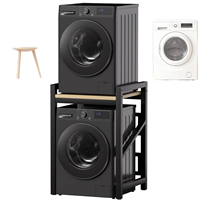 Étagère de rangement multi-niveaux moderne en métal sur pied, pratique pour le rangement de la vaisselle et support pour machine à laver