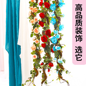 Vignes de roses artificielles en soie pour décoration de mariage, accessoires de photographie en extérieur et décoration intérieure - Product Image 4