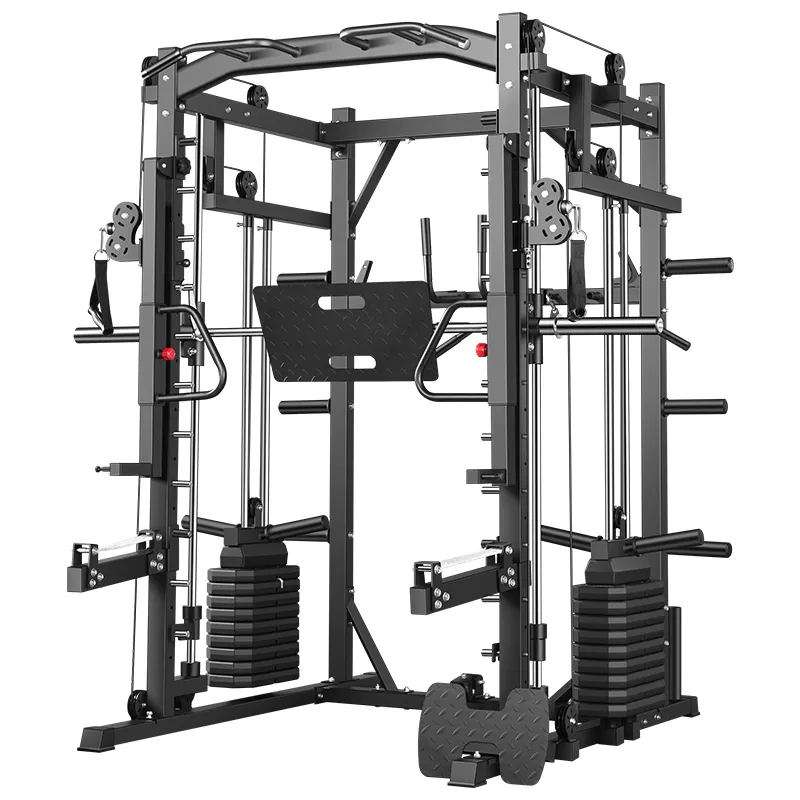 Ticari spor salonu çok fonksiyonlu istasyon kablosu Crossover Smith güç rack'i Squat makinesi Fitness ekipmanları