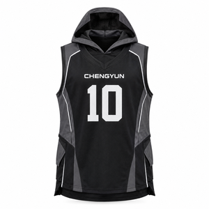 Camiseta Deportiva Personalizada Estilo Futurista con Capucha para Baloncesto, Diseño en Capas - Product Image 1