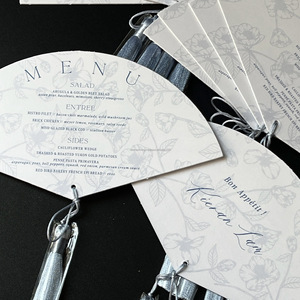 Tùy chỉnh Fan Shaped Wedding Card Set với tua lời mời RSVP <span class=keywords><strong>menu</strong></span> bao gồm cá nhân thiết kế cổ điển - Product Image 3
