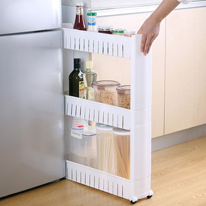 Interspace storage rack Gap shelf pulley mobile kitchen toilet bathroom storage rack fridge side seam finishing rack