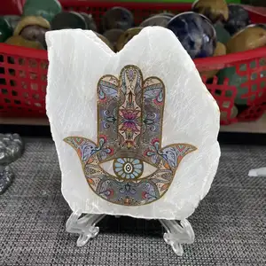 Nuovi arrivi cristalli di quarzo guarigione grezza pietra preziosa naturale selenite lastra con mano selenite chakra Fatima per la decorazione