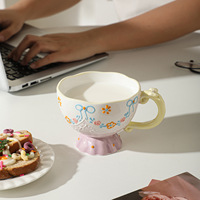 Tasse en céramique JM style coréen, grande capacité, mignonne, pour café, lait, flocons d'avoine, idéale pour les anniversaires
