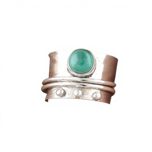 925 Sterling Silver Amethyst Classic Wedding <b>Spinner</b> <b>Ring</b> Anxiety Natural Fidget Band Meditation Boho Jewelry - Product Image 1