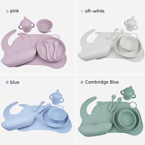 Juego de alimentación de silicona para bebés de 7 piezas al por mayor, sin BPA, con platos de succión, cuenco, babero, mantel individual, <span class=keywords><strong>cuchara</strong></span>, tenedor y vaso antiderrame para niños pequeños - Product Image 3