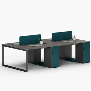 Escritorio de oficina modular moderno, mesa de cubículo de madera convertible con panel de particiones de metal, estilo de madera - Product Image 3