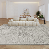 Tapis de Salon Épais Vintage Imprimé Gris et Beige Moderne en Mousse à Mémoire de Forme