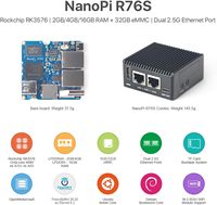 Mini Router Aismartlink FriendlyElec NanoPi R5S-LTS OpenWRT con Tres Puertos Ethernet Gbps, 4GB de RAM LPDDR4X, Basado en el Chip RK3568