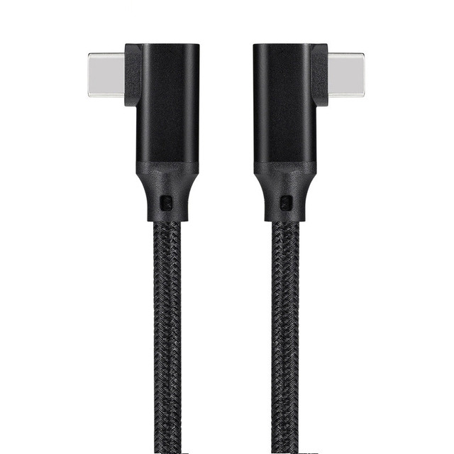 100W Type-C Double Elbow Data Cable  90 Right Angle 10Gbps E-marker Video Cable Male to Male for Laptop Charging