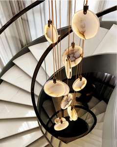 北欧風アイアンレストランペンダントライト、二重回転階段寝室ベッドサイドヴィラ、白大理石パーソナライズドシャンデリア - Product Image 2
