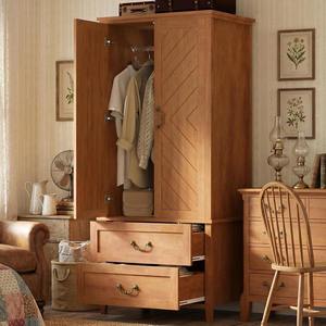 <span class=keywords><strong>Armario</strong></span> de dormitorio de madera alto estilo rústico independiente en forma de V con 2 cajones y <span class=keywords><strong>puertas</strong></span> para ropa, MOQ <span class=keywords><strong>100</strong></span> unidades - Product Image 2