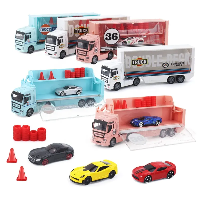 Latest alloy truck toy Free Wheel Container Truck toys With inertia alloy race Car For Kid Boy